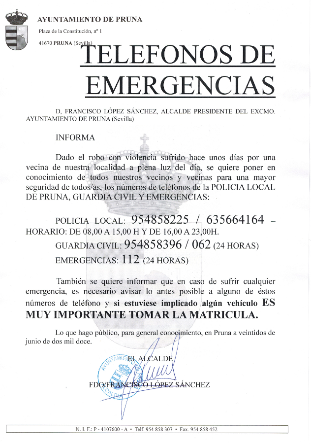 TELEFONOS DE EMERGENCIA