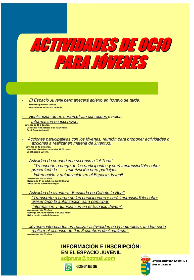 actividades de ocio para jovenes octubre 2014 modificado